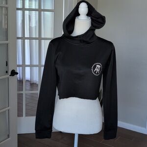 STARTER Black and White Fake Patty's Cropped Hoodie